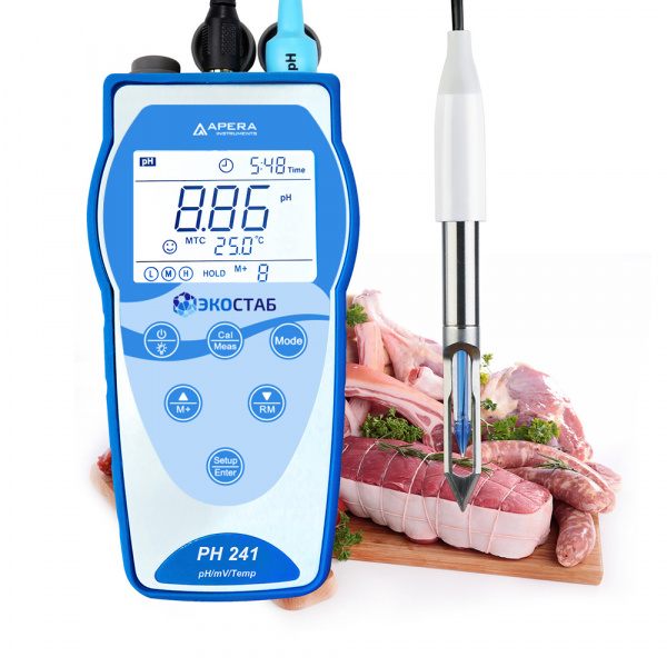 PH241MT ЭКОСТАБ Портативный рН-метр с GLP для мяса